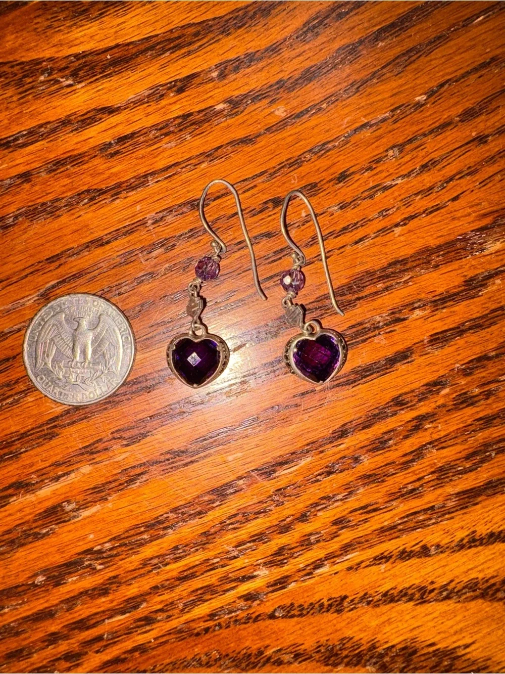 Harley Davidson 3 piece Purple Heart 925 sterling ring size 8 see description
